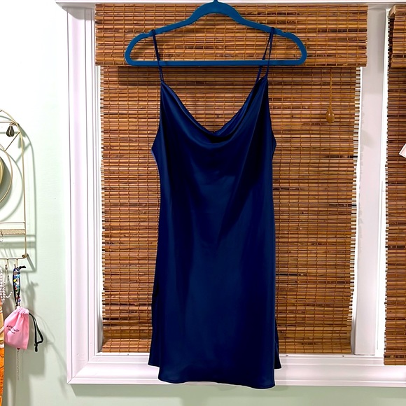 Urban Outfitters Dresses & Skirts - Urban outfitters navy silk dress scoop neck size M